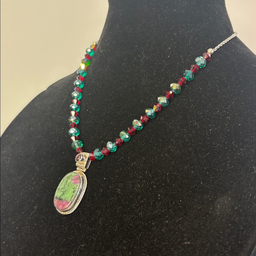 Ruby Zoisite/Garnet 925 Necklace - image 3